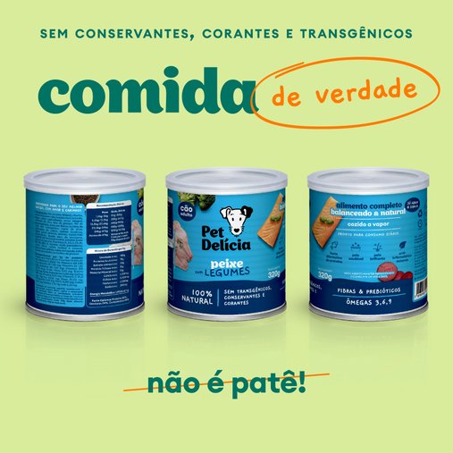 Patê Pet Delícia Natural para Cães Sabor Peixe com Legumes 320g