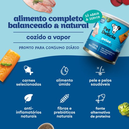 Patê Pet Delícia Natural para Cães Sabor Peixe com Legumes 320g