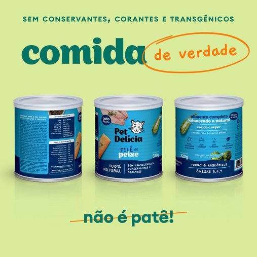 Patê Pet Delícia Natural para Gatos Sabor Filé de Peixe 320g