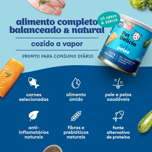 Patê Pet Delícia Natural para Gatos Sabor Filé de Peixe 320g