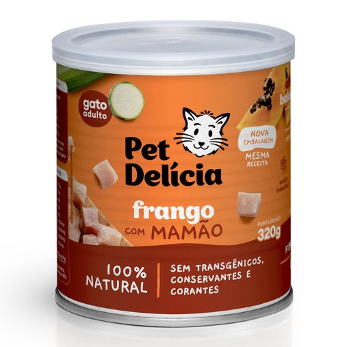 Patê Pet Delícia Natural para Gatos Sabor Frango com Mamão 320g