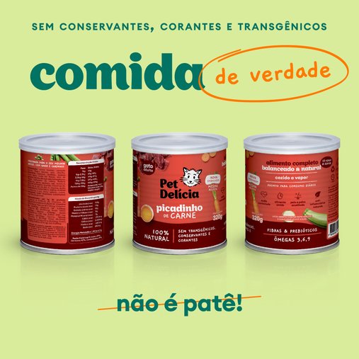 Patê Pet Delícia Natural para Gatos Sabor Picadinho de Carne 320g
