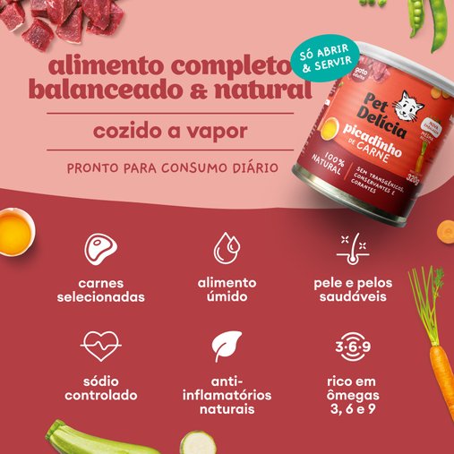 Patê Pet Delícia Natural para Gatos Sabor Picadinho de Carne 320g