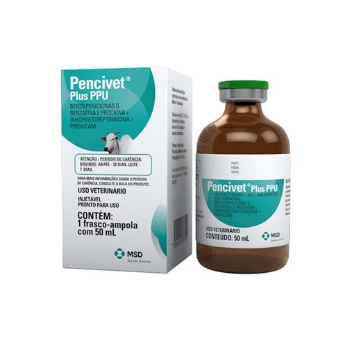 Anti-Inflamatório e Antibiótico Injetável MSD Pencivet Plus PPU 50ml