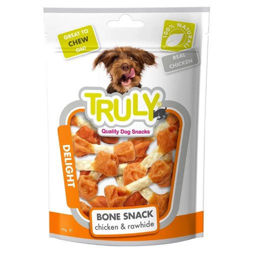 PETISCO CAO TRULY DELIGHT HALTERES DE FRANGO COM COURO 90G