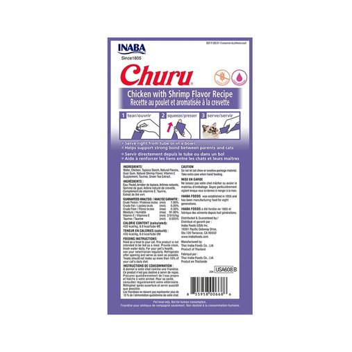 Petisco Churu para Gatos sabor Galinha com Camarão com 4 unidades 56g