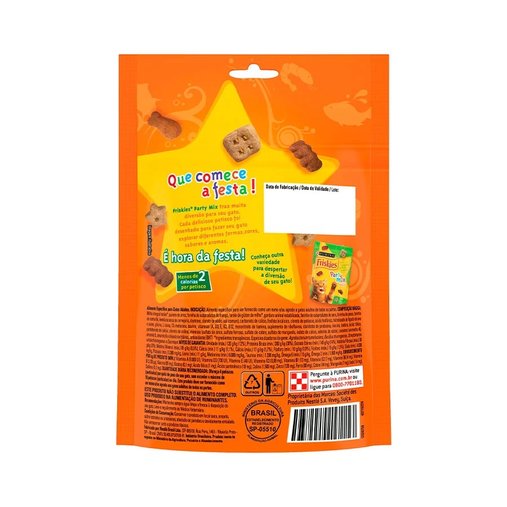 Petisco Friskies Party Mix Sabor Frango, Fígado e Peru para Gatos Adultos 40g