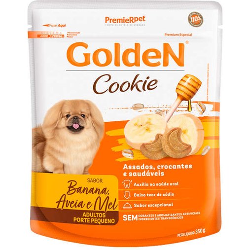 Petisco Golden Cookie para Cães Adultos Sabor Banana, Aveia e Mel 350g