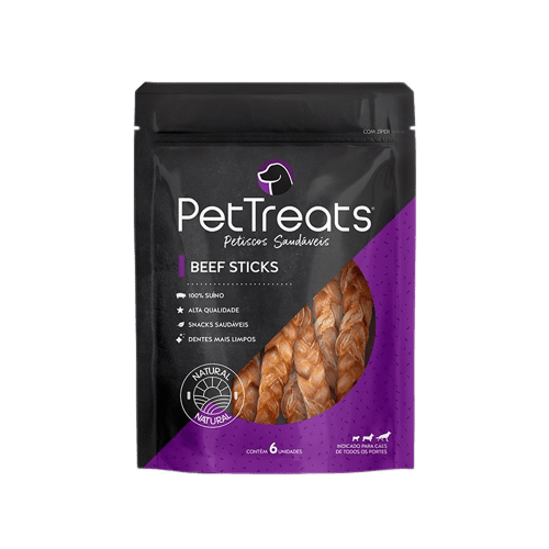 Petisco Natural PetTreats Beef Sticks para Cães 6un