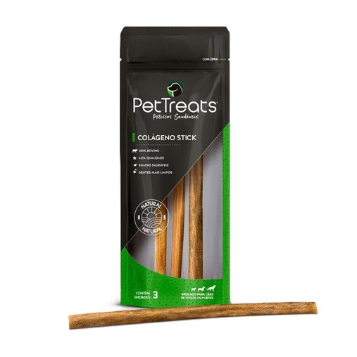 Petisco Natural PetTreats Colágeno Stick Palito para Cães 3un