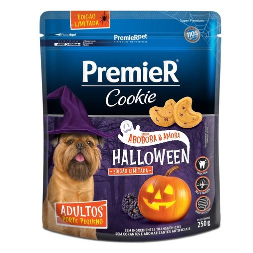 Petiscos Premier Cookie Halloween para Cães Sabor Abóbora e Amora 250g