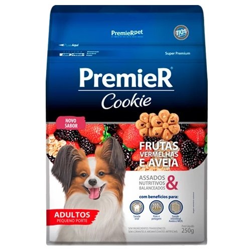 Petiscos Premier Cookie para Cães Adultos de Raças Pequenas Frutas Vermelhas 250g