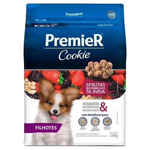 Petiscos Premier Cookie para Cães Filhotes de Raças Pequenas Frutas Vermelhas 250g