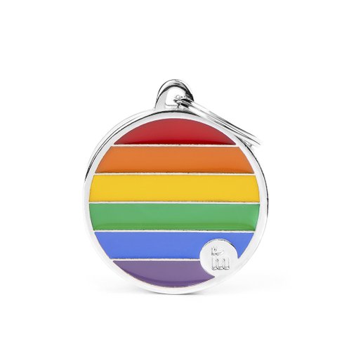 Placa Personalizável de Identificação Círculo M Arco-Íris