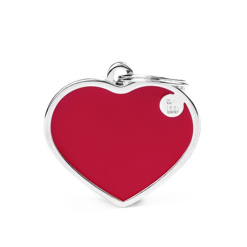 Placa Personalizável de Identificação Coração M Vermelho