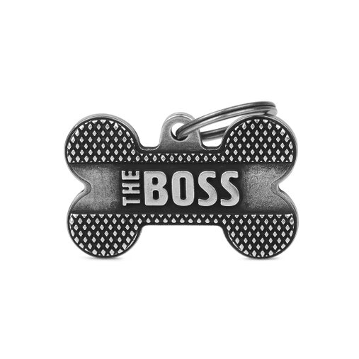 Placa Personalizável de Identificação Osso "The Boss" M Prata