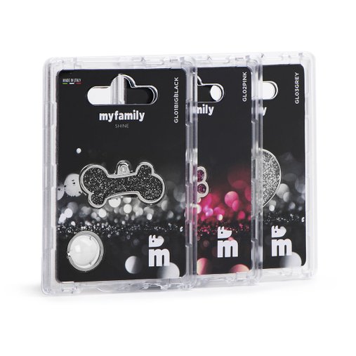 Placa Personalizável de Identificação Patinha Glitter Rosa