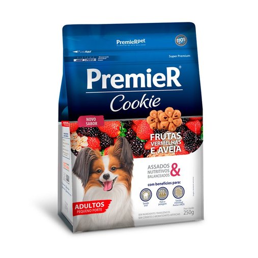 Petiscos Premier Cookie para Cães Adultos de Raças Pequenas Frutas Vermelhas 250g