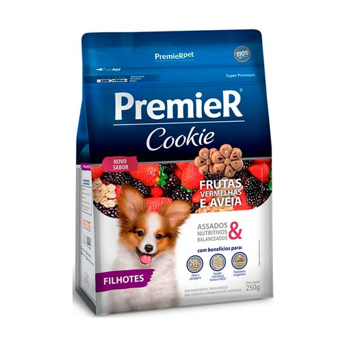 Petiscos Premier Cookie para Cães Filhotes de Raças Pequenas Frutas Vermelhas 250g