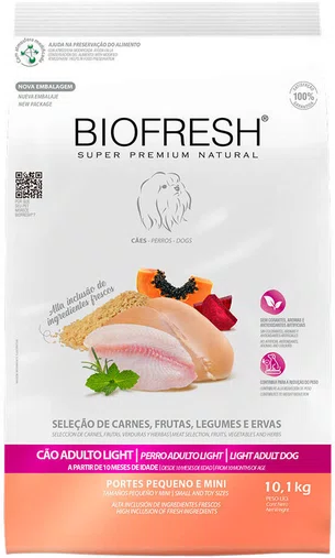 Ração Biofresh Light para Cães Adultos Raças Pequenas e Mini 10,1Kg