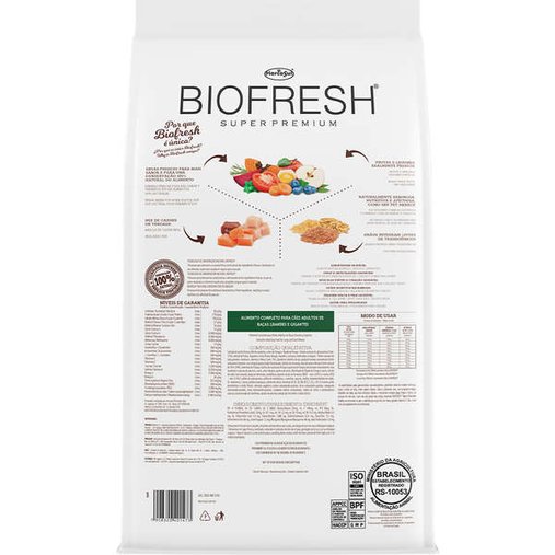 Ração Biofresh para Cães Adultos Raças Grandes e Gigantes 15Kg