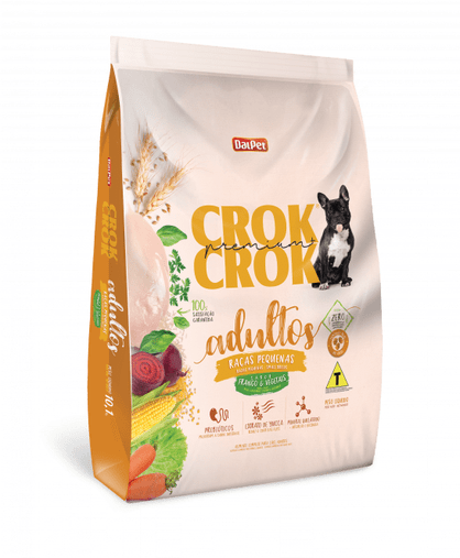 Ração Crok Crok para Cães Adultos Raças Pequenas Sabor Frango e Vegetais 10,1Kg