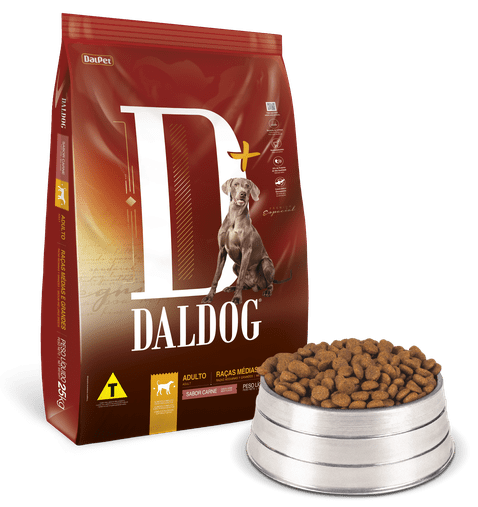 Ração Daldog D+ para Cães Adultos Raças Médias e Grandes Sabor Carne 25Kg
