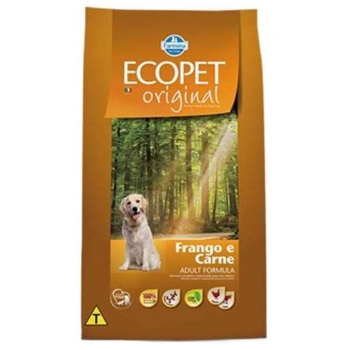 Ração Ecopet Original para Cães Adultos Sabor Frango e Carne 15Kg