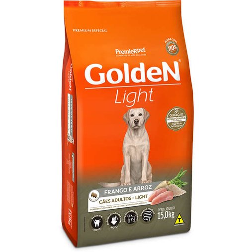 Ração Golden Light para Cães Adultos Sabor Frango e Arroz 15Kg