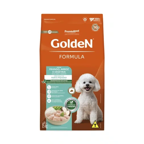 Ração Golden para Cães Adultos Raças Pequenas Sabor Frango e Arroz 15Kg