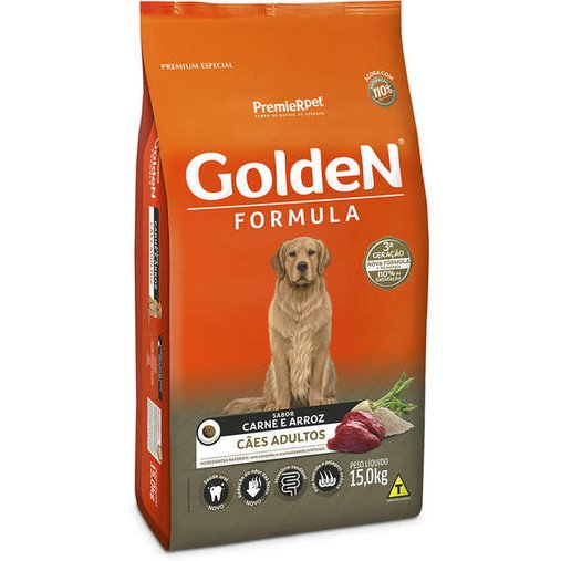 Ração Golden para Cães Adultos Sabor Carne e Arroz 15Kg
