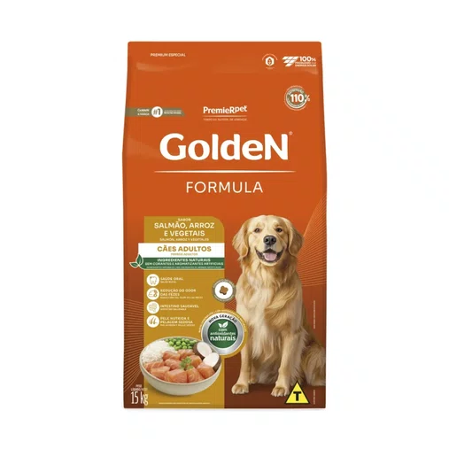 Ração Golden para Cães Adultos Sabor Salmão e Arroz 15Kg