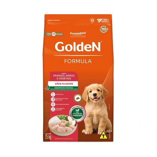 Ração Golden para Cães Filhotes Sabor Frango e Arroz 15Kg