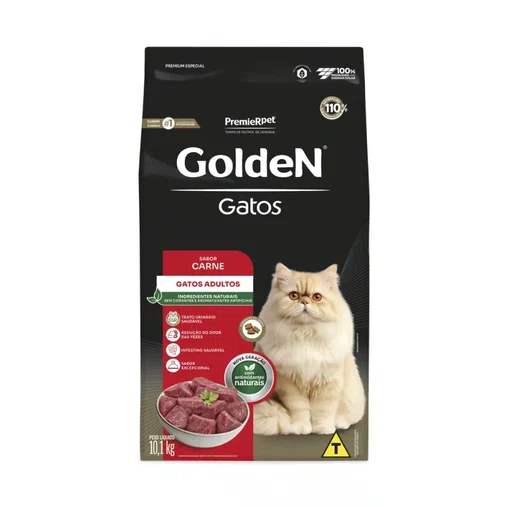 Ração Golden para Gatos Adultos Sabor Carne 10,1Kg