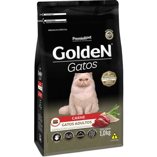 Ração Golden para Gatos Adultos Sabor Carne 1Kg