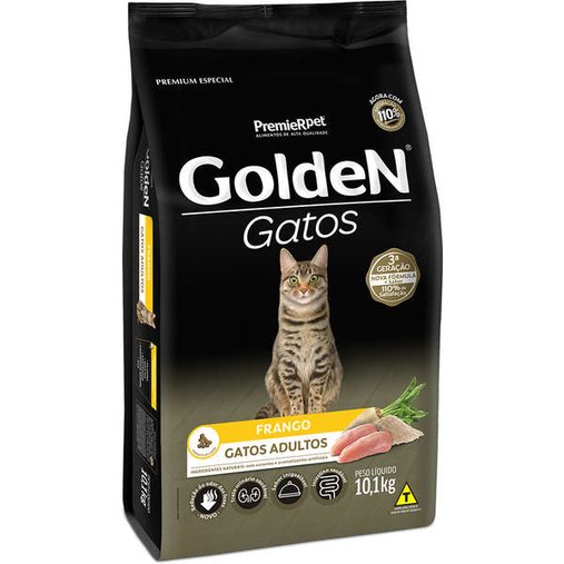 Ração Golden para Gatos Adultos Sabor Frango 10,1Kg