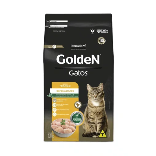 Ração Golden para Gatos Adultos Sabor Frango 1Kg