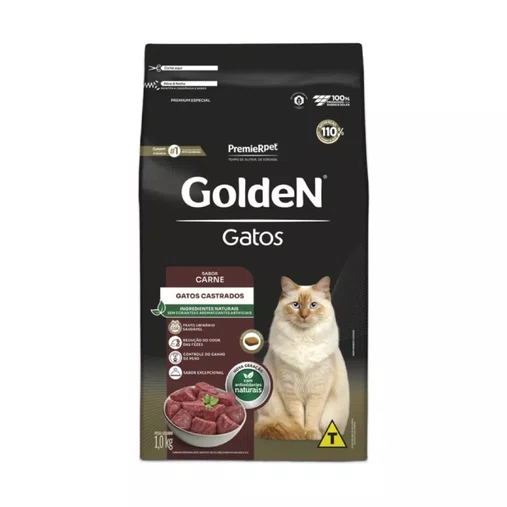 Ração Golden para Gatos Castrados Sabor Carne 1Kg