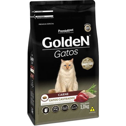 Ração Golden para Gatos Castrados Sabor Carne 1Kg