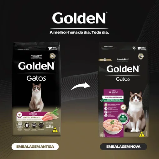 Ração Golden para Gatos Castrados Sabor Frango 10,1Kg