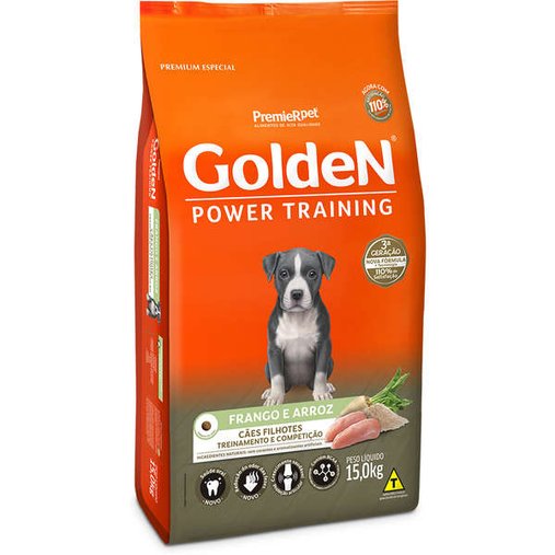 Ração Golden Power Training para Cães Filhotes Sabor Frango e Arroz 15Kg