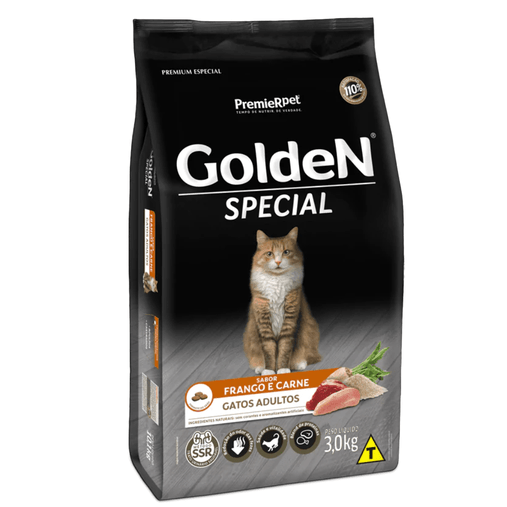 Ração Golden Special para Gatos Adultos Sabor Frango e Carne 3Kg