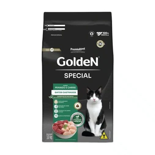 Ração Golden Special para Gatos Castrados Sabor Frango e Carne 3Kg