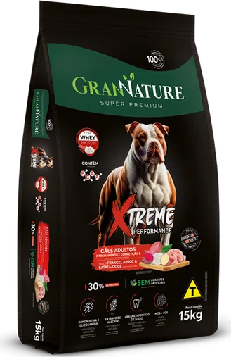 Ração Gran Nature Xtreme para Cães Adultos Sabor Frango, Arroz e Batata Doce 15Kg