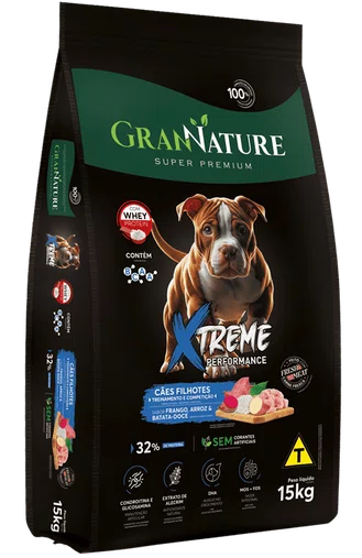 Ração Gran Nature Xtreme para Cães Filhotes Sabor Frango, Arroz e Batata Doce 15Kg