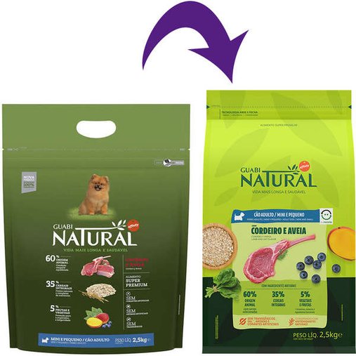 Ração Guabi Natural para Cães Adultos Raças Minis e Pequenas sabor Cordeiro e Aveia 10,1Kg