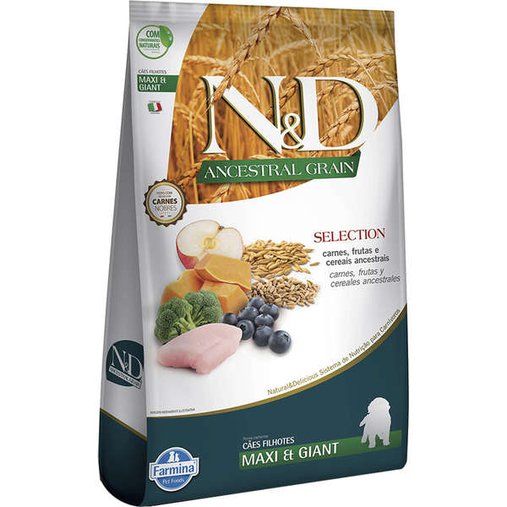 Ração N&D Ancestral Selection para Cães Filhotes Raças Grandes Sabor Carnes e Frutas 15Kg
