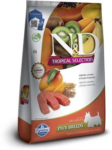 Ração N&D Tropical Selection para Cães Adultos Raças Pequenas Sabor Salmão e Frutas Tropicais 2,5Kg