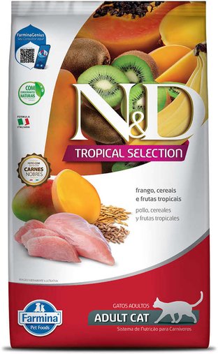 Ração N&D Tropical Selection para Gatos Adultos Sabor Frango e Frutas Tropicais 1,5Kg