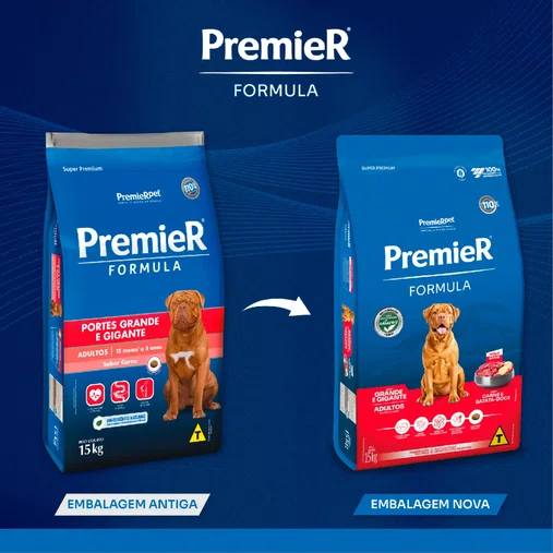 Ração Premier Formula para Cães Adultos Raças Grandes Sabor Carne 15Kg